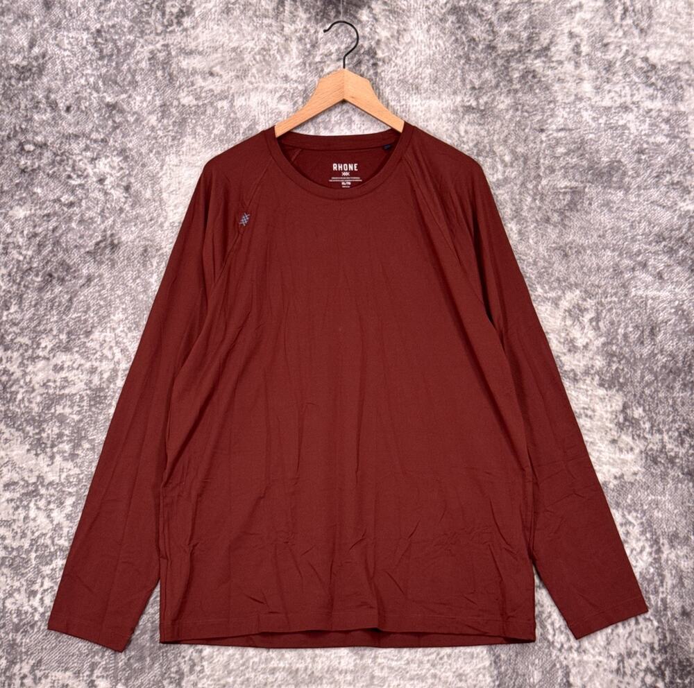 Rhone Reign Long Sleeve Shirt XL Mens Rust Red Active Gym